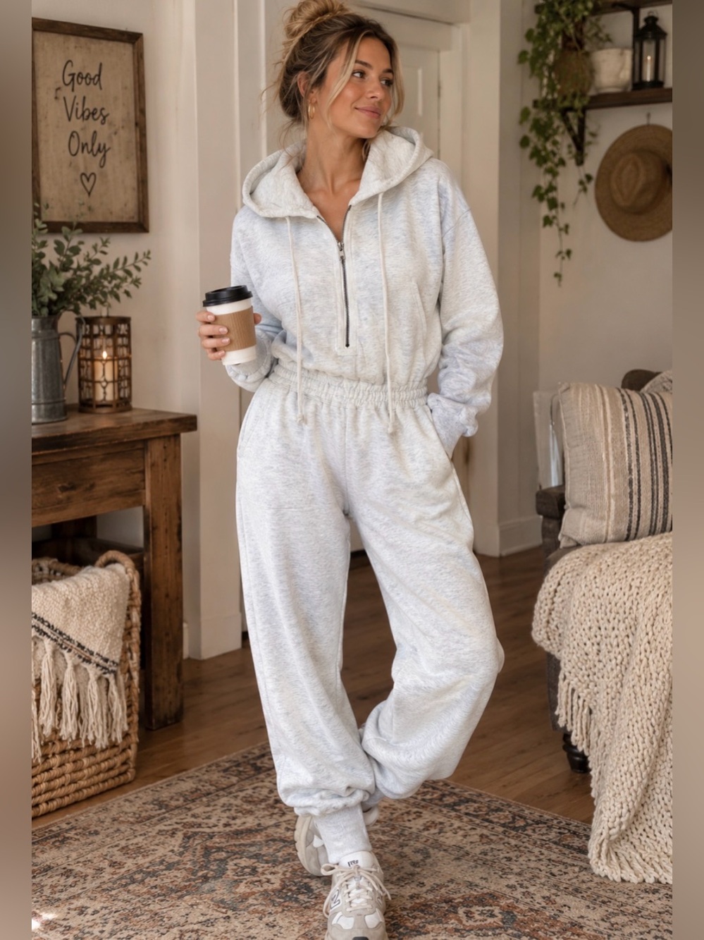 Free People - Jumpsuit medium. NWT sweatshirt material with zipper and pockets